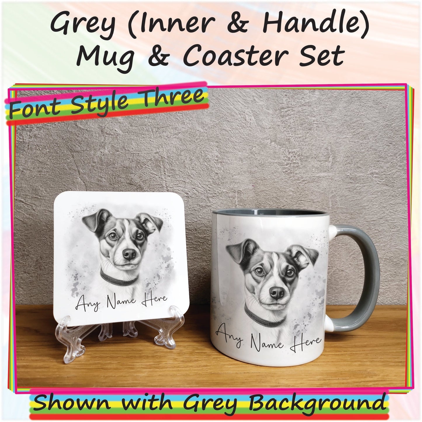 Personalised Jack Russell Terrier Mug, Custom Dog Mug & Coaster Set