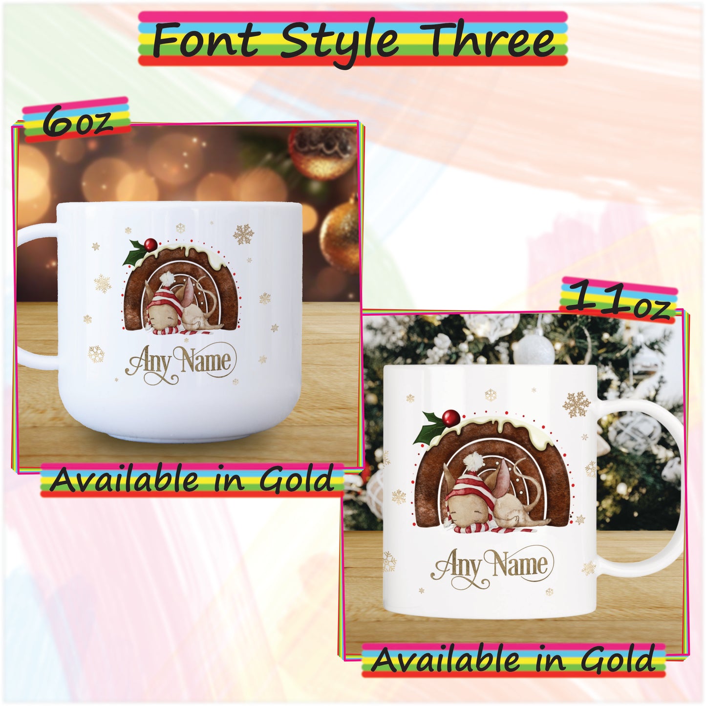 Sleepy Mouse Personalised Unbreakable Christmas Mug for Kids - Hot Chocolate Mug with Name