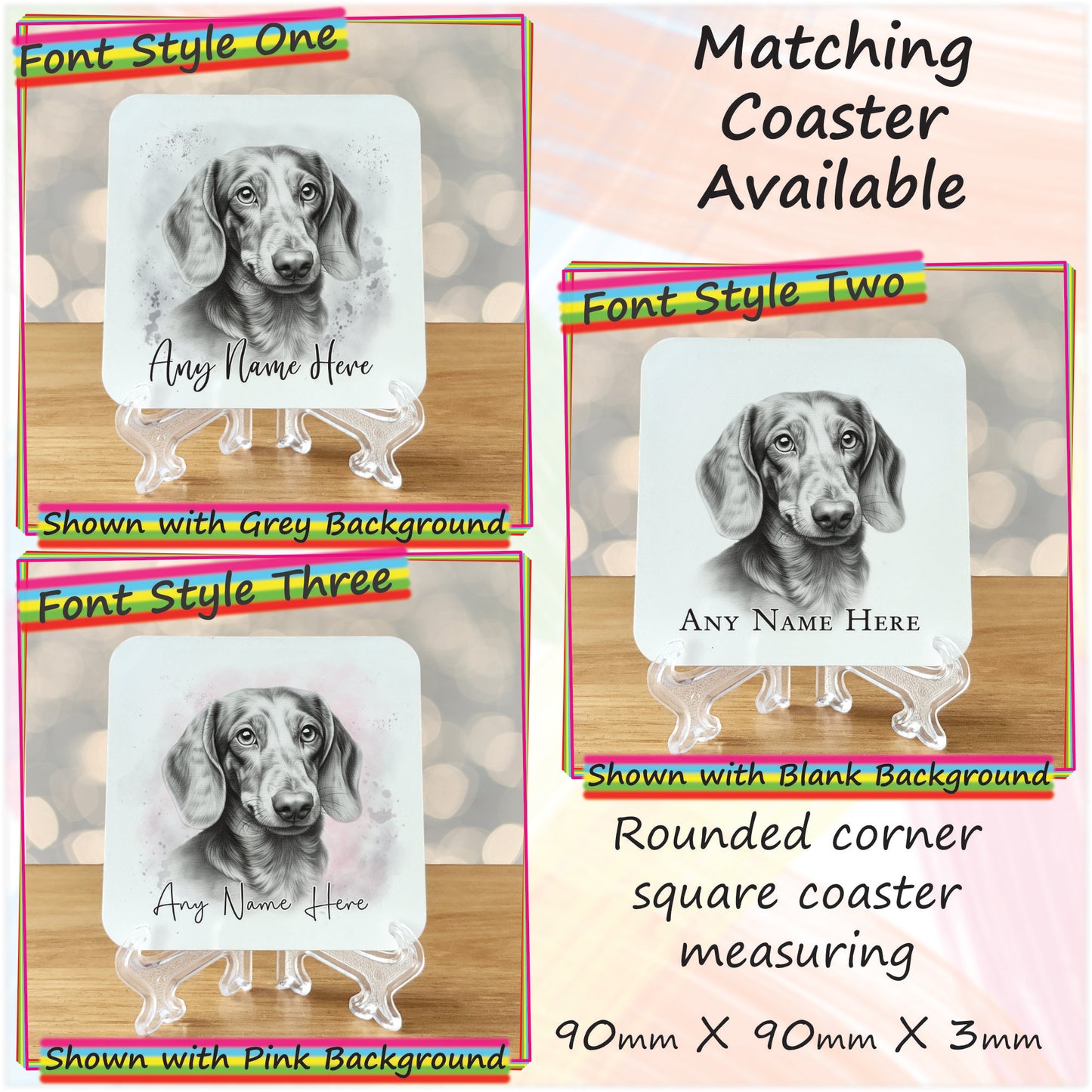 Personalised Sketched Daschund 11oz Ceramic Mug & Coaster Set