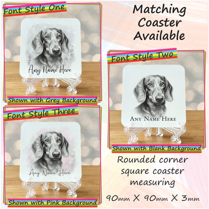 Personalised Sketched Daschund 11oz Ceramic Mug & Coaster Set