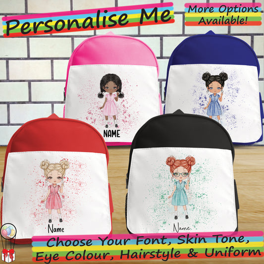 Personalised Summer Gingham School Girl Backpack