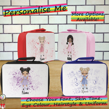 Personalised Gingham Summer School Girl Cooler Lunch Bag