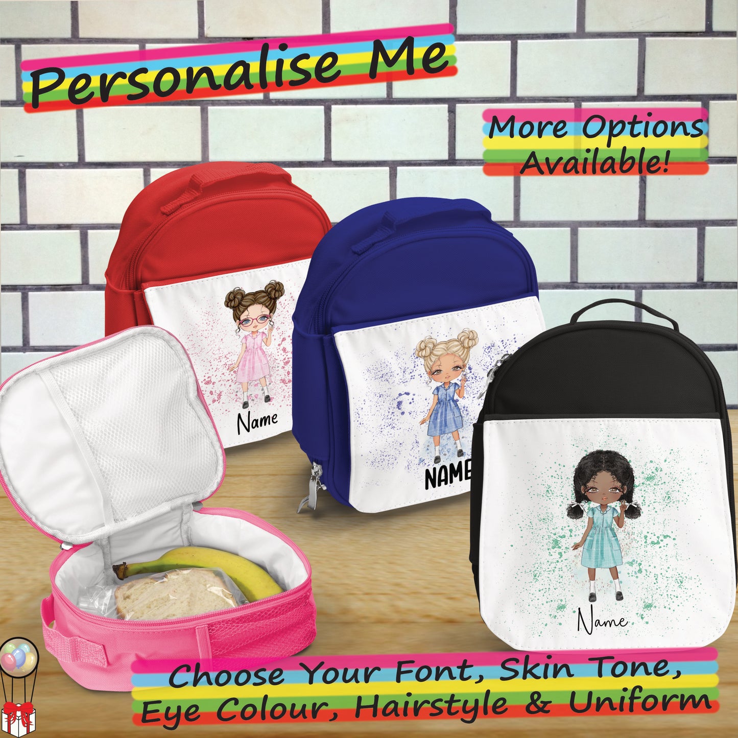 Personalised Gingham Summer School Girl Lunch Bag