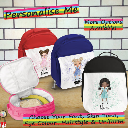 Personalised Gingham Summer School Girl Lunch Bag