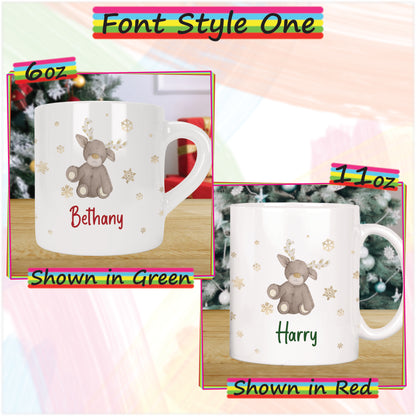 Baby Reindeer Personalised Christmas Mug for Kids - Hot Chocolate Mug with Name