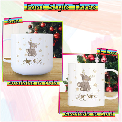 Baby Reindeer Personalised Unbreakable Christmas Mug for Kids - Hot Chocolate Mug with Name