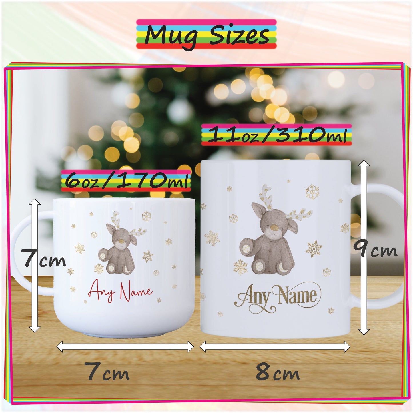 Baby Reindeer Personalised Unbreakable Christmas Mug for Kids - Hot Chocolate Mug with Name