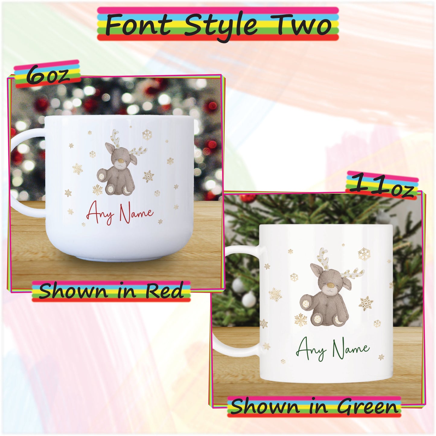 Baby Reindeer Personalised Unbreakable Christmas Mug for Kids - Hot Chocolate Mug with Name