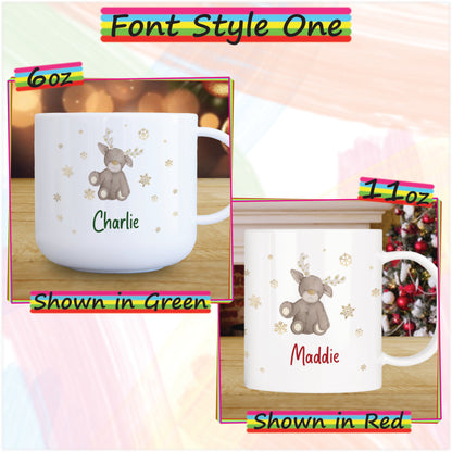 Baby Reindeer Personalised Unbreakable Christmas Mug for Kids - Hot Chocolate Mug with Name