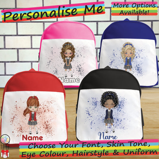 Personalised School Girl Backpack