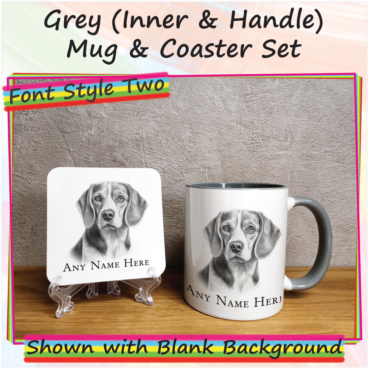 Personalised Sketched Beagle 11oz Ceramic Mug & Coaster Set