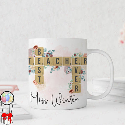 Best Teacher Tiles Personalised Mug