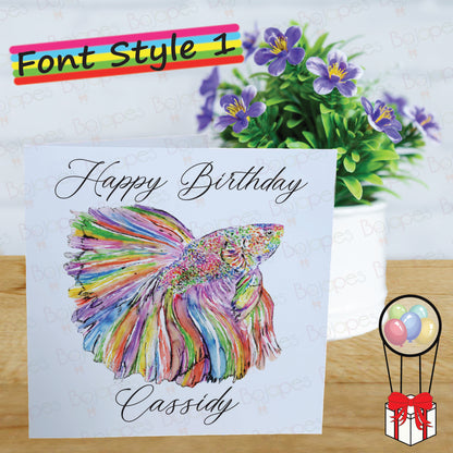 Betta Fish Card - Personalised Greeting Card for Fish Lover