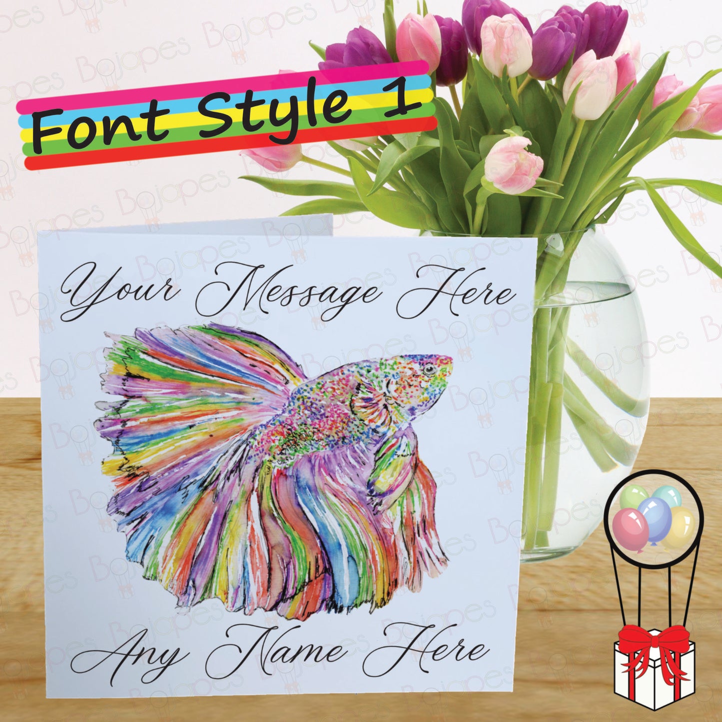 Betta Fish Card - Personalised Greeting Card for Fish Lover