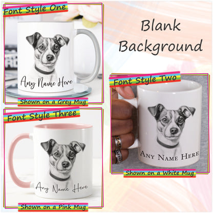 Personalised Sketched Jack Russell Terrier 11oz Ceramic Mug & Coaster Set