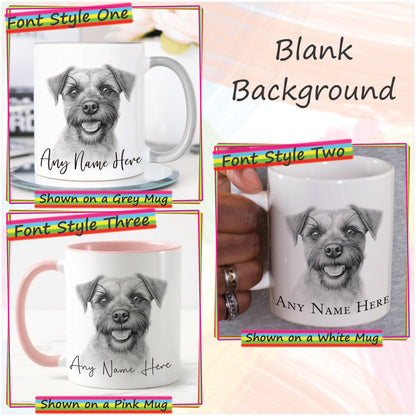 Custom Sketched Border Terrier Mug & Coaster Set, Personalised Dog Mug