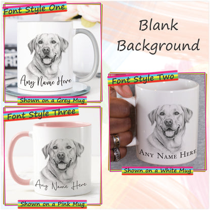 Personalised Sketched Labrador 11oz Ceramic Mug & Coaster Set