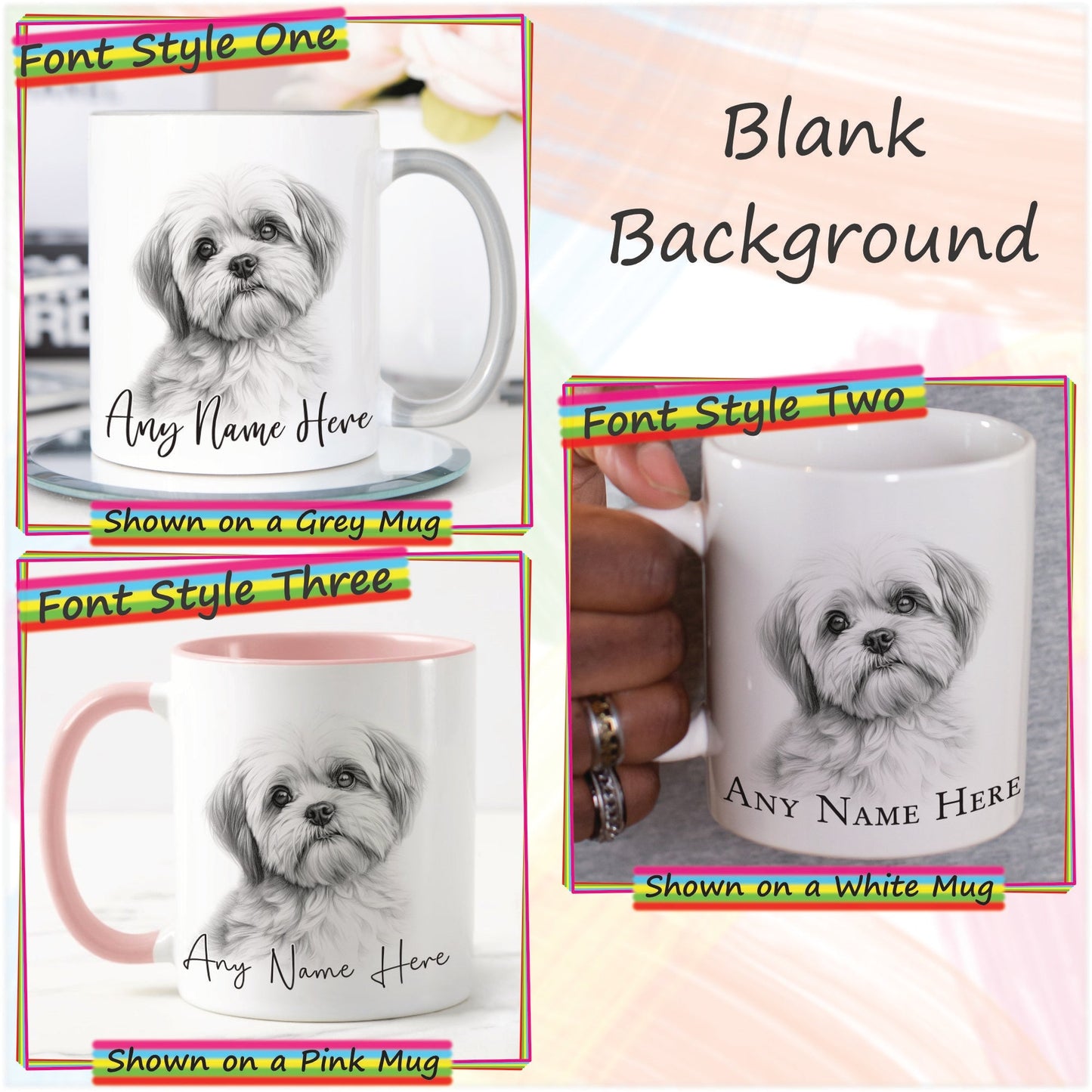 Custom Sketched Shih Tzu Mug & Coaster Set