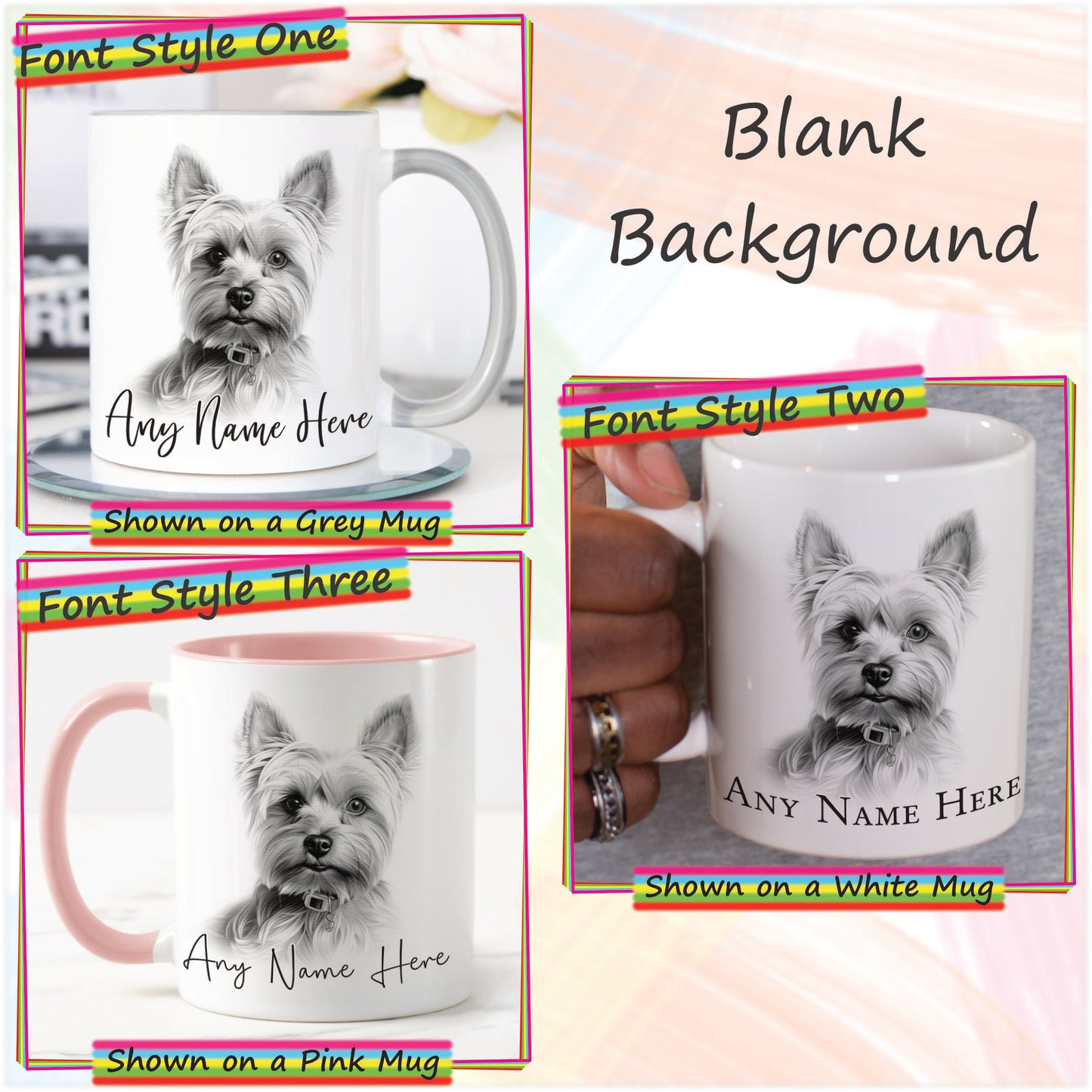 Personalised Sketched Yorkshire Terrier 11oz Ceramic Mug & Coaster Set