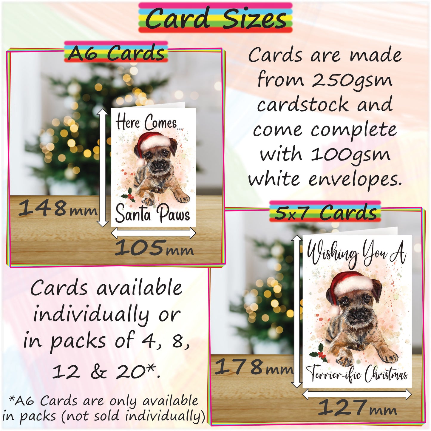 Personalised Border Terrier Christmas Card - Seasons Greetings Card for Dog Lovers