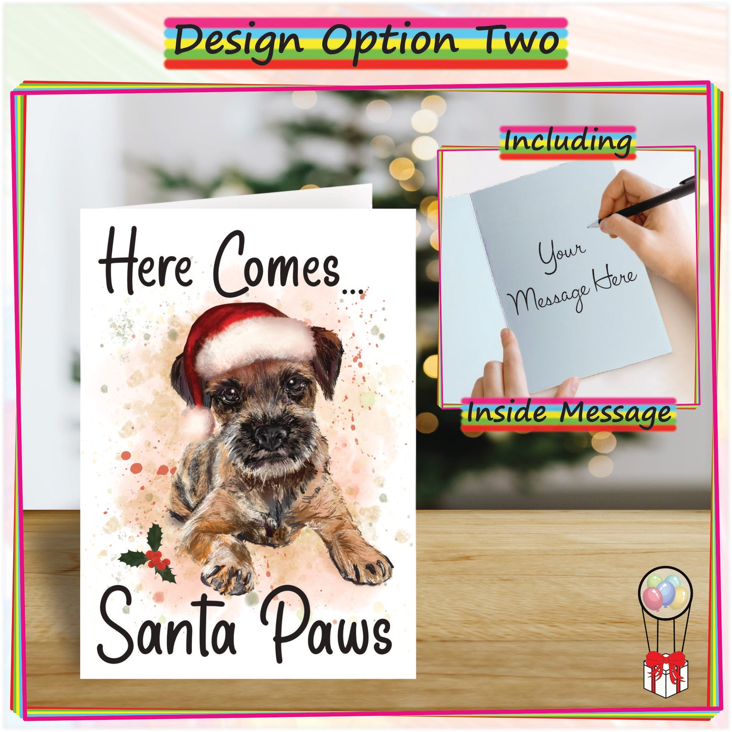 Personalised Border Terrier Christmas Card - Seasons Greetings Card for Dog Lovers