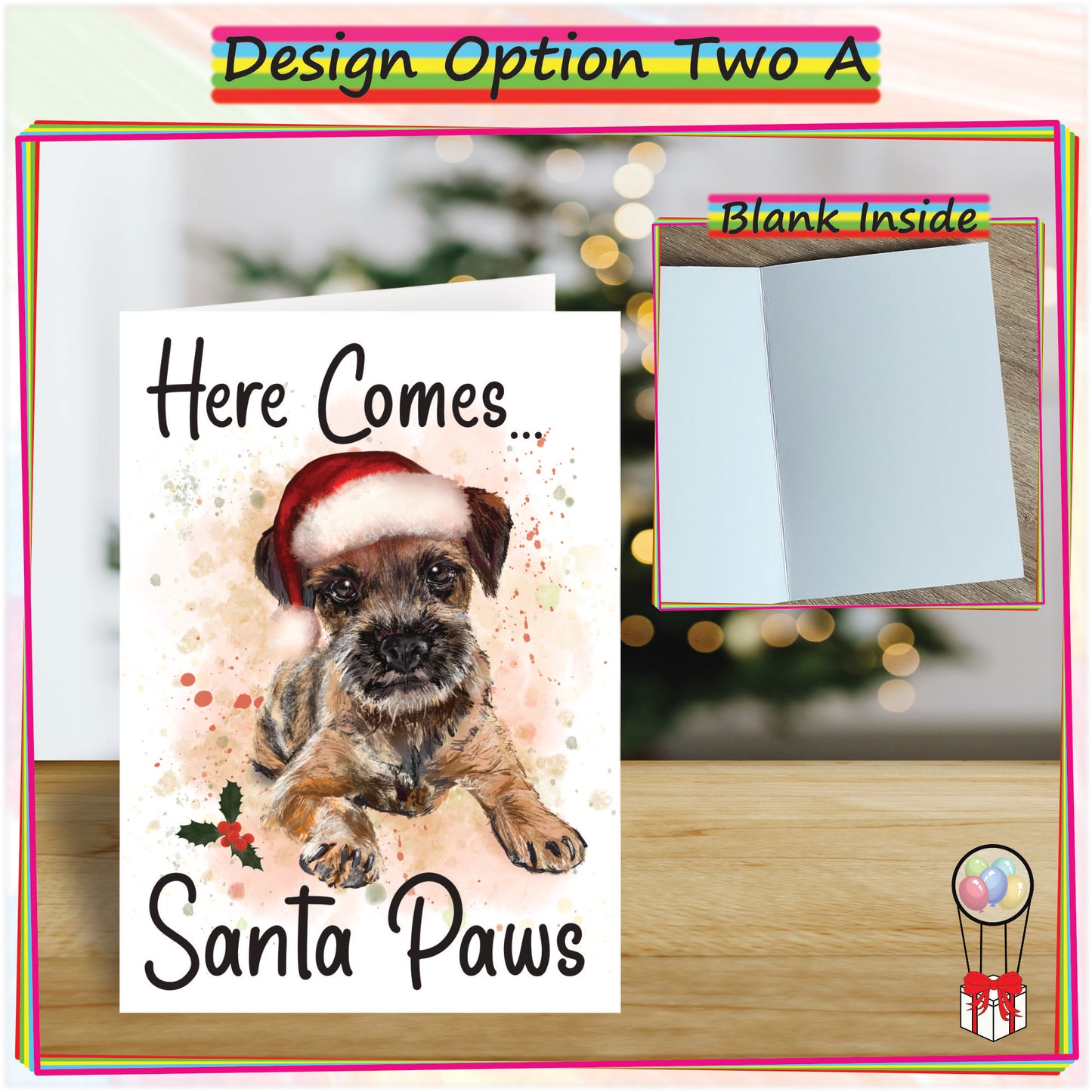 Personalised Border Terrier Christmas Card - Seasons Greetings Card for Dog Lovers