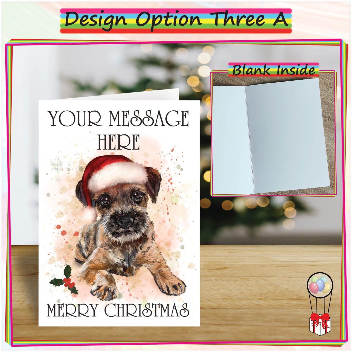 Personalised Border Terrier Christmas Card - Seasons Greetings Card for Dog Lovers