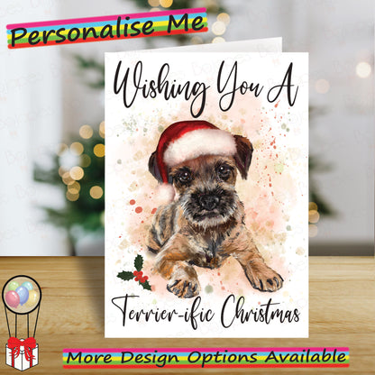 Personalised Border Terrier Christmas Card - Seasons Greetings Card for Dog Lovers