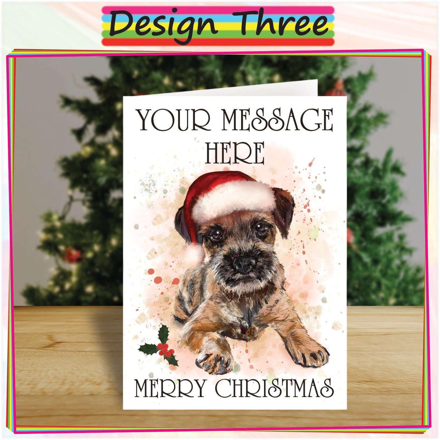 Personalised Border Terrier Christmas Card - Seasons Greetings Card for Dog Lovers