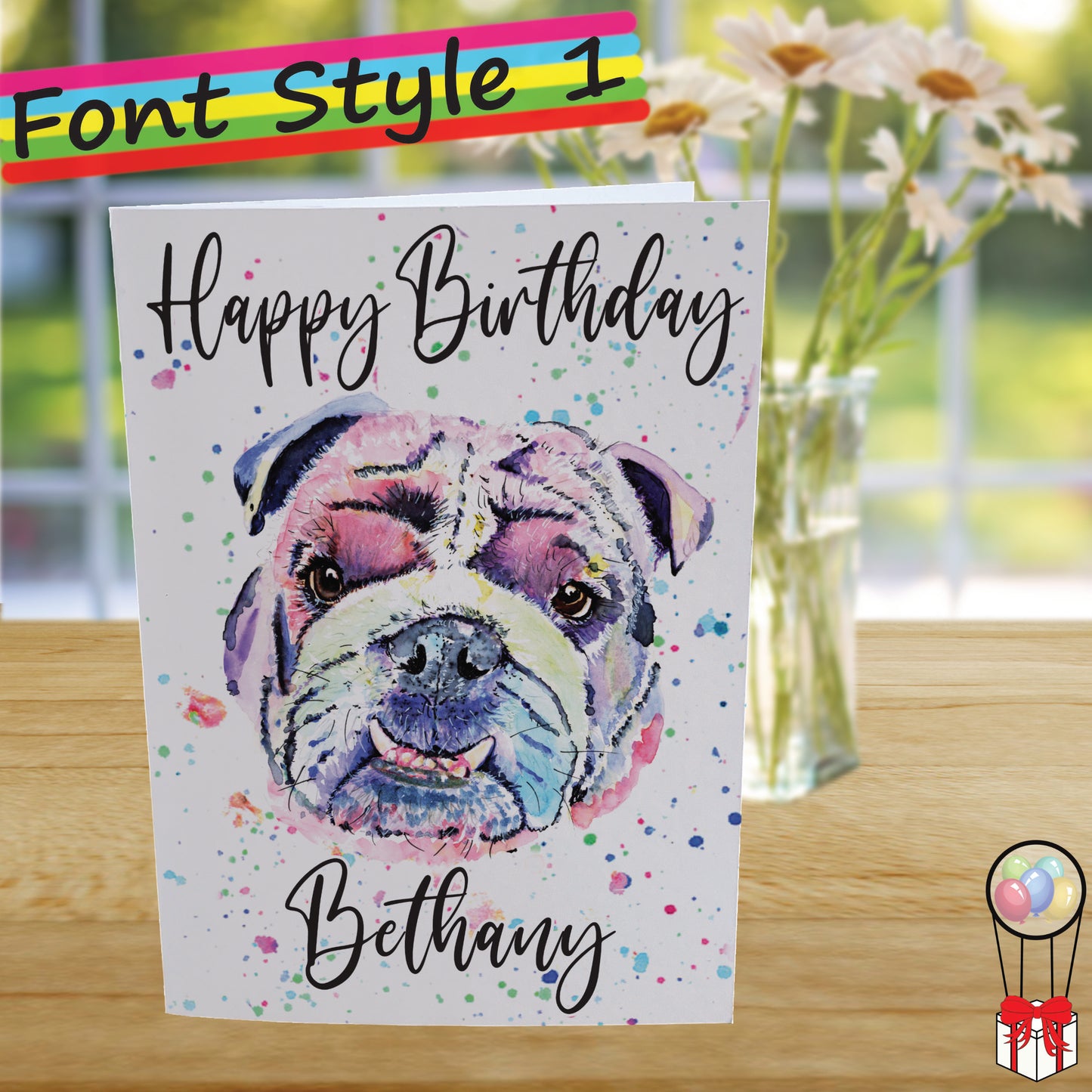 British Bulldog Card - Personalised Greeting Card for Dog Lover