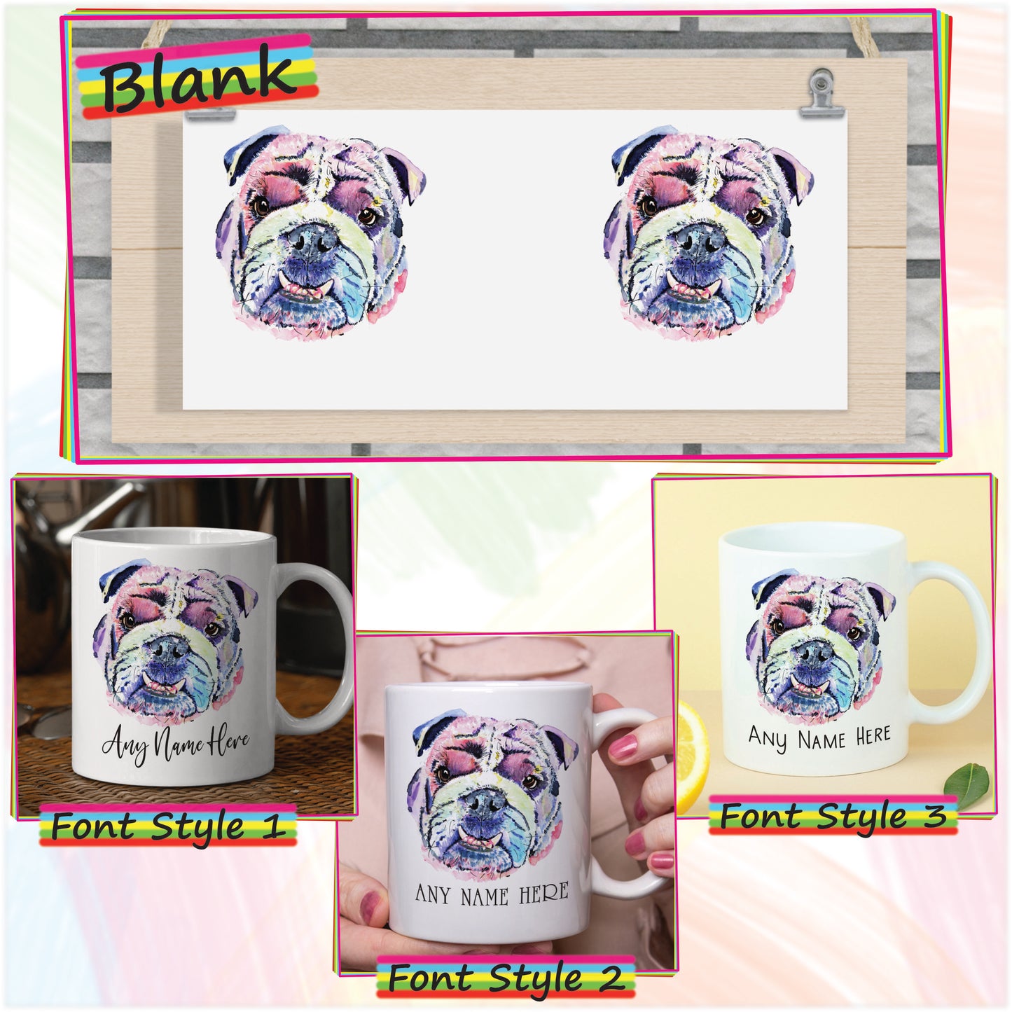 Personalised Bulldog Mug - Custom Mug for British Bulldog Lover