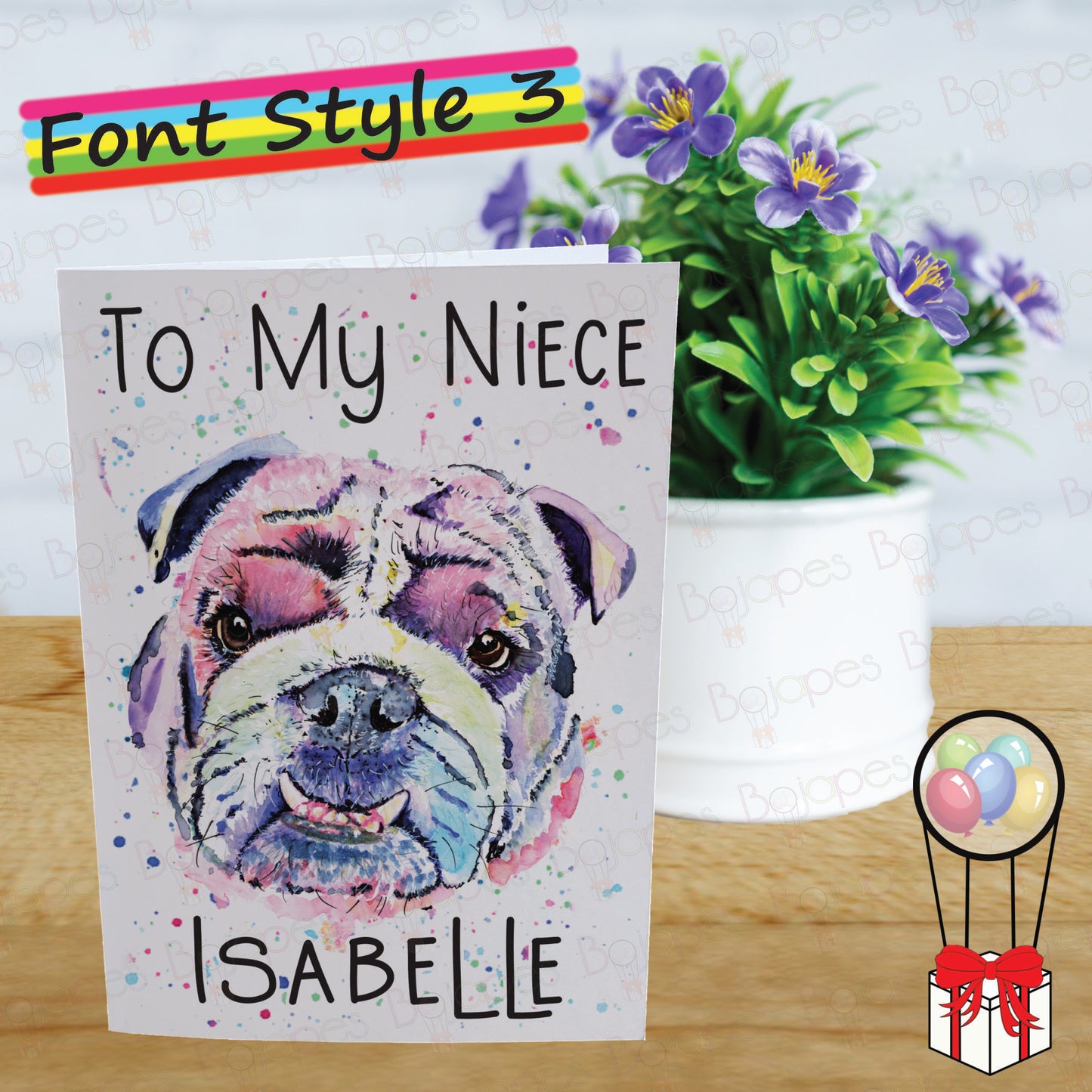 British Bulldog Card - Personalised Greeting Card for Dog Lover