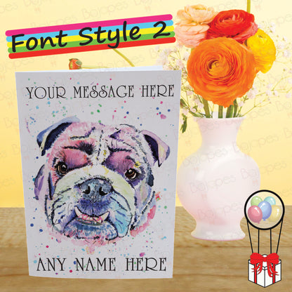 British Bulldog Card - Personalised Greeting Card for Dog Lover