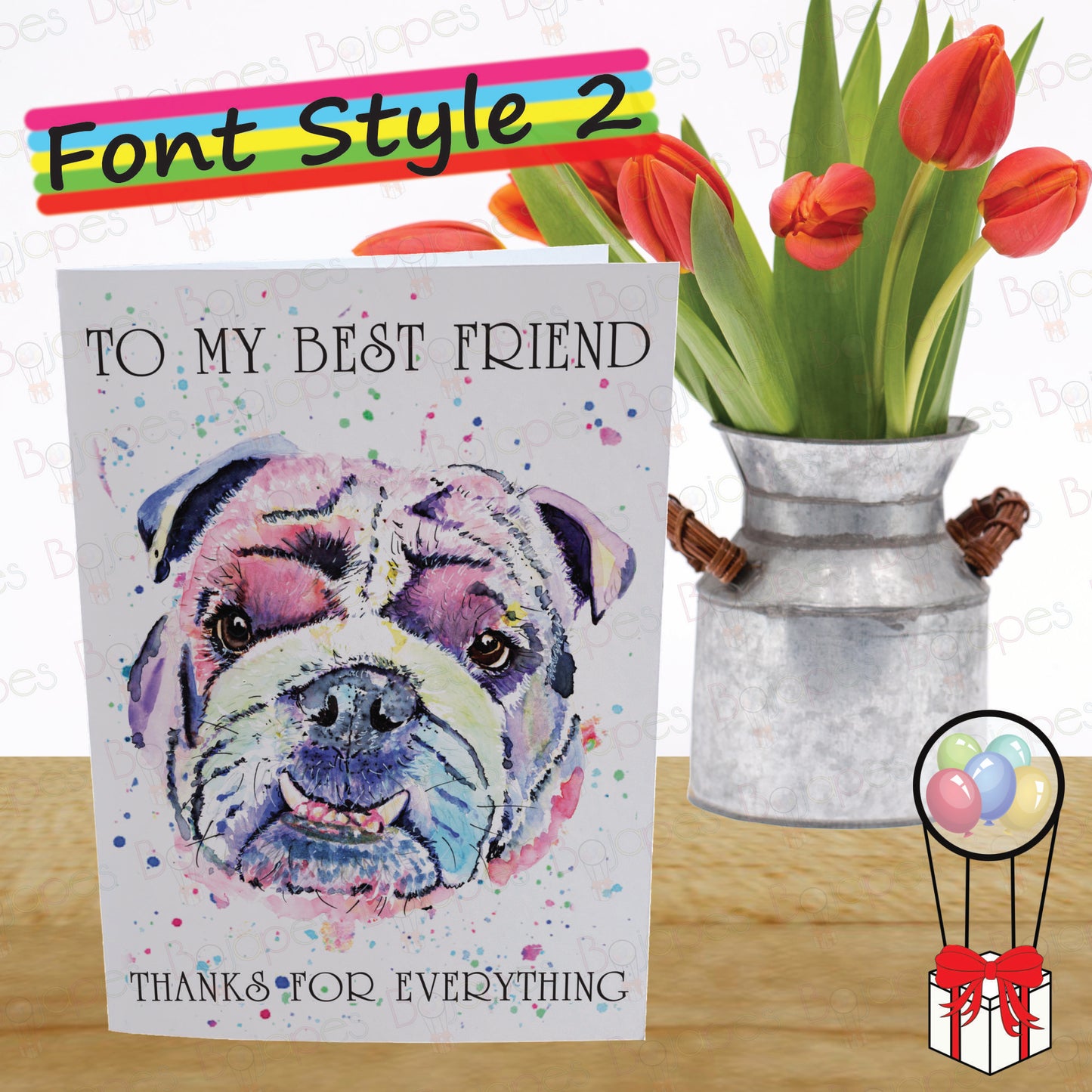 British Bulldog Card - Personalised Greeting Card for Dog Lover