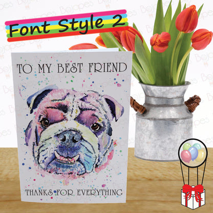 British Bulldog Card - Personalised Greeting Card for Dog Lover