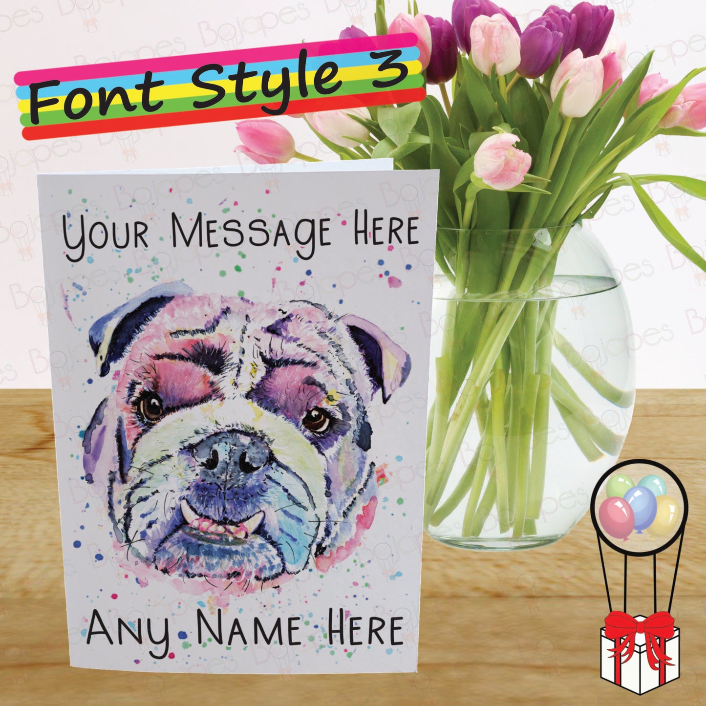 British Bulldog Card - Personalised Greeting Card for Dog Lover