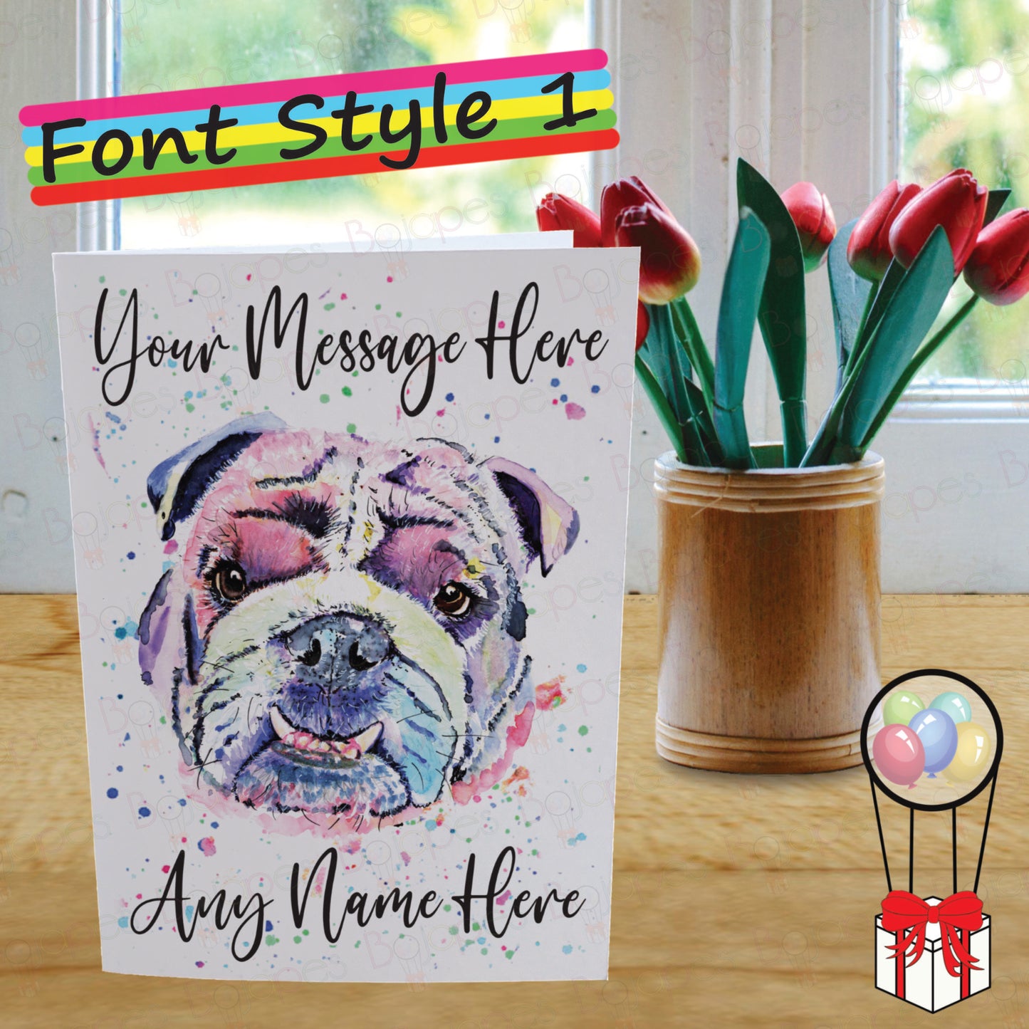 British Bulldog Card - Personalised Greeting Card for Dog Lover