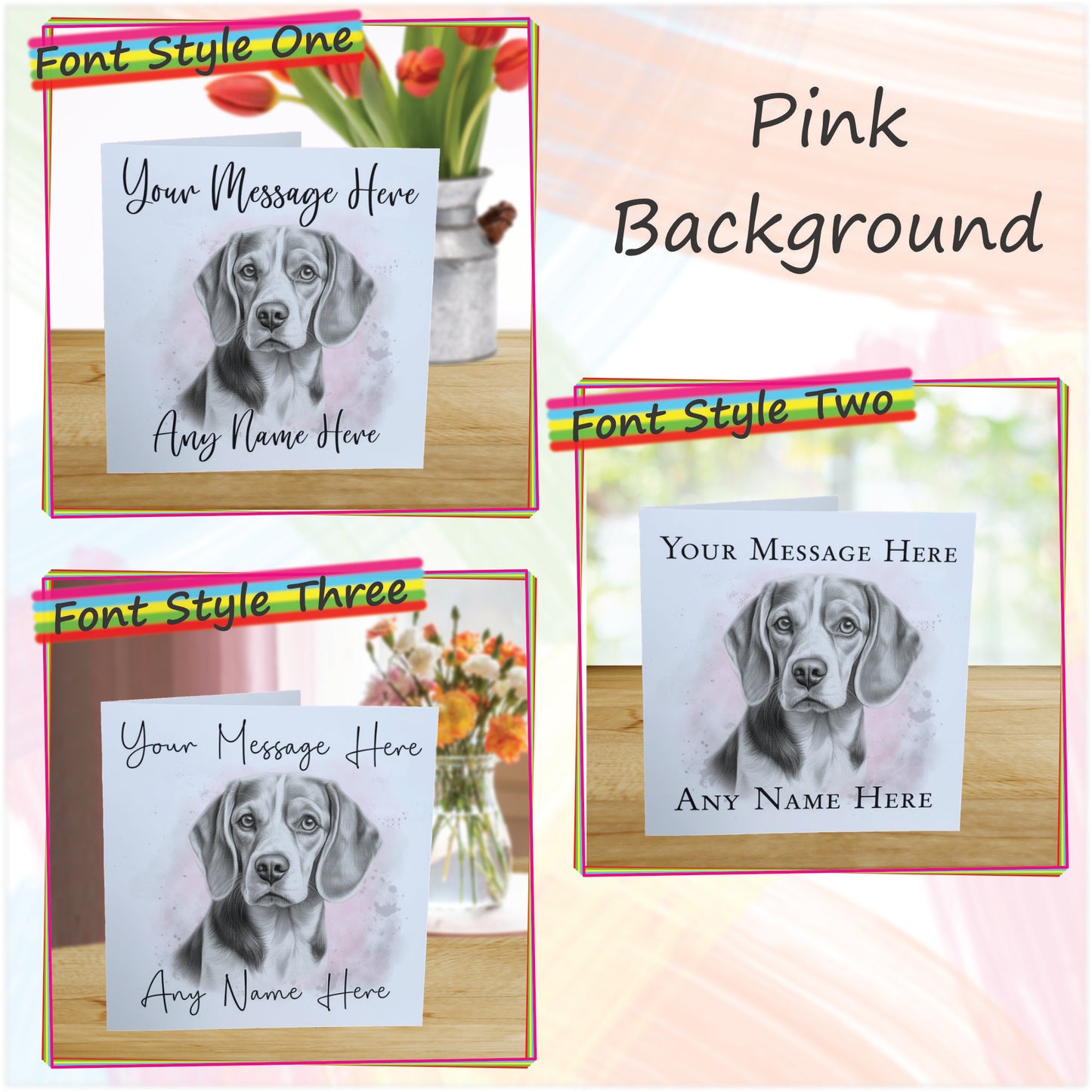 Personalised Beagle Dog Card - Custom Hand Drawn Sketched Dog Art