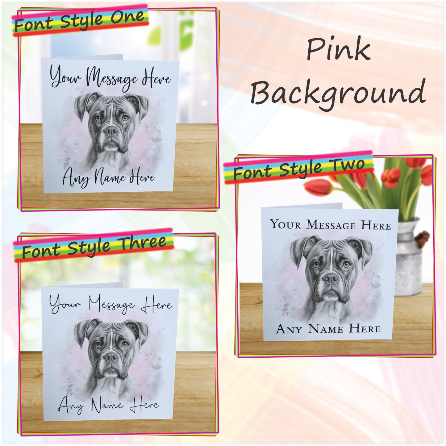 Personalised Boxer Dog Card - Custom Hand Drawn Sketched Dog Art