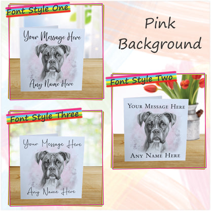 Personalised Boxer Dog Card - Custom Hand Drawn Sketched Dog Art