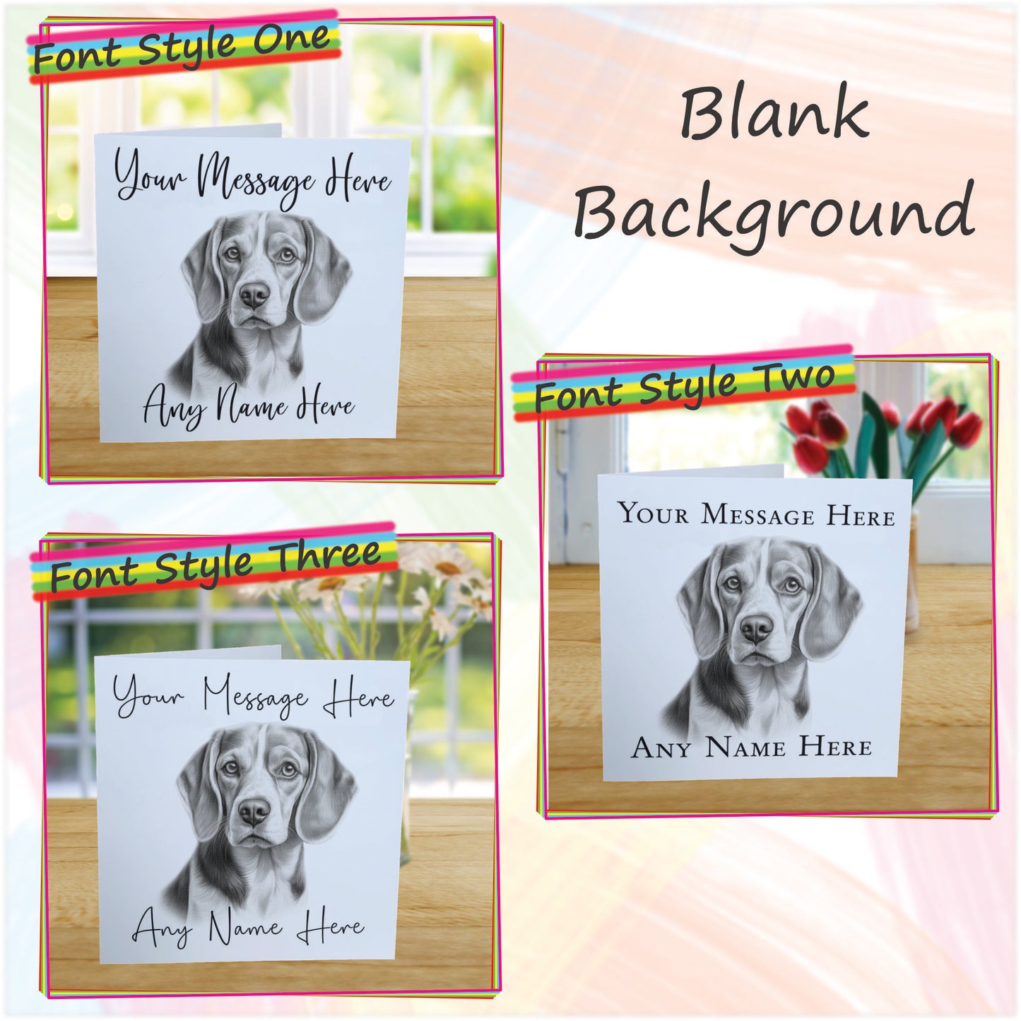 Personalised Beagle Dog Card - Custom Hand Drawn Sketched Dog Art