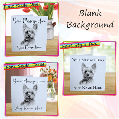 Personalised Yorkshire Terrier Dog Card - Custom Hand Drawn Sketched Dog Art