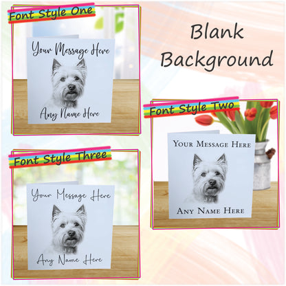 Personalised West Highland Terrier Dog Card - Custom Hand Drawn Sketched Dog Art