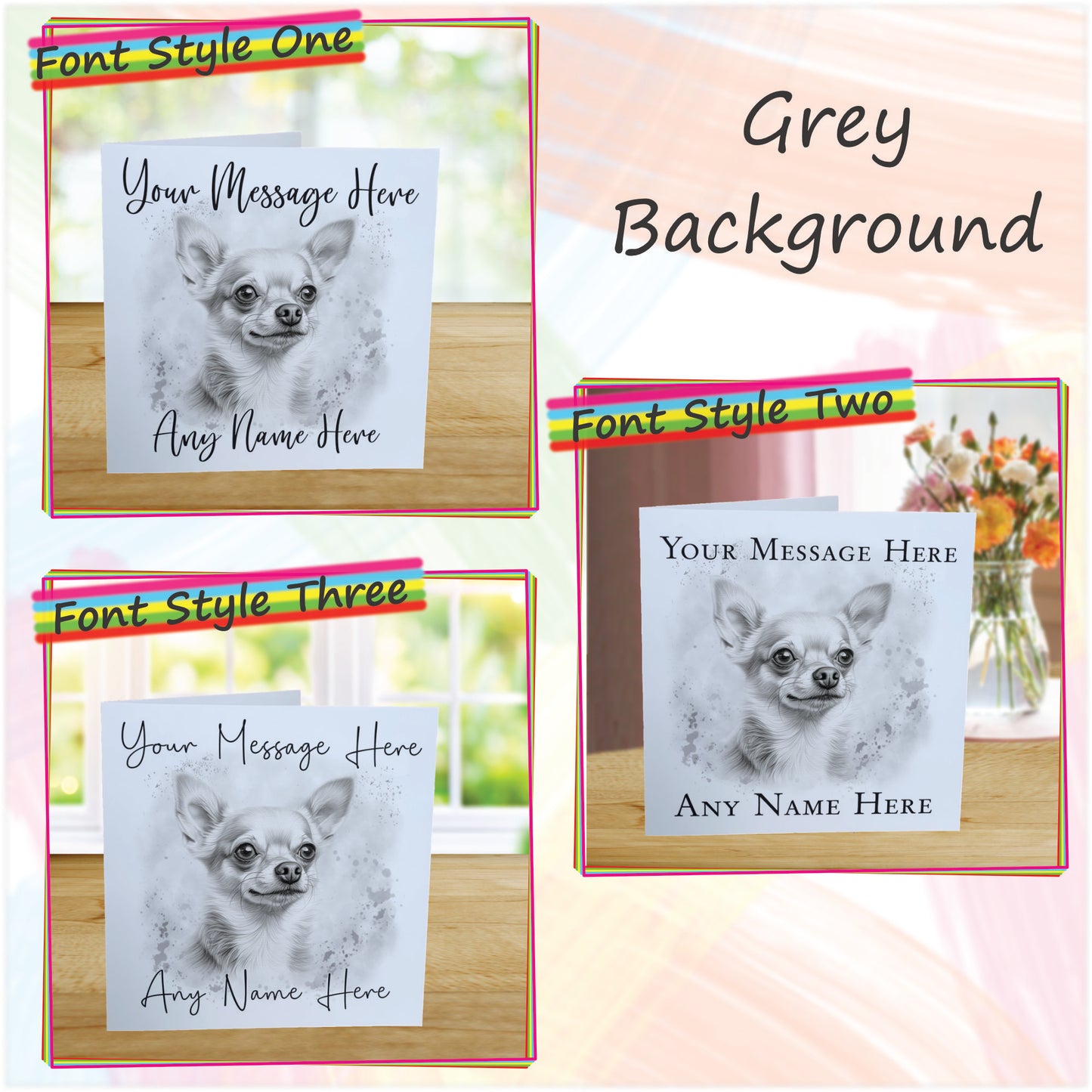 Personalised Chihuahua Dog Card - Custom Hand Drawn Sketched Dog Art