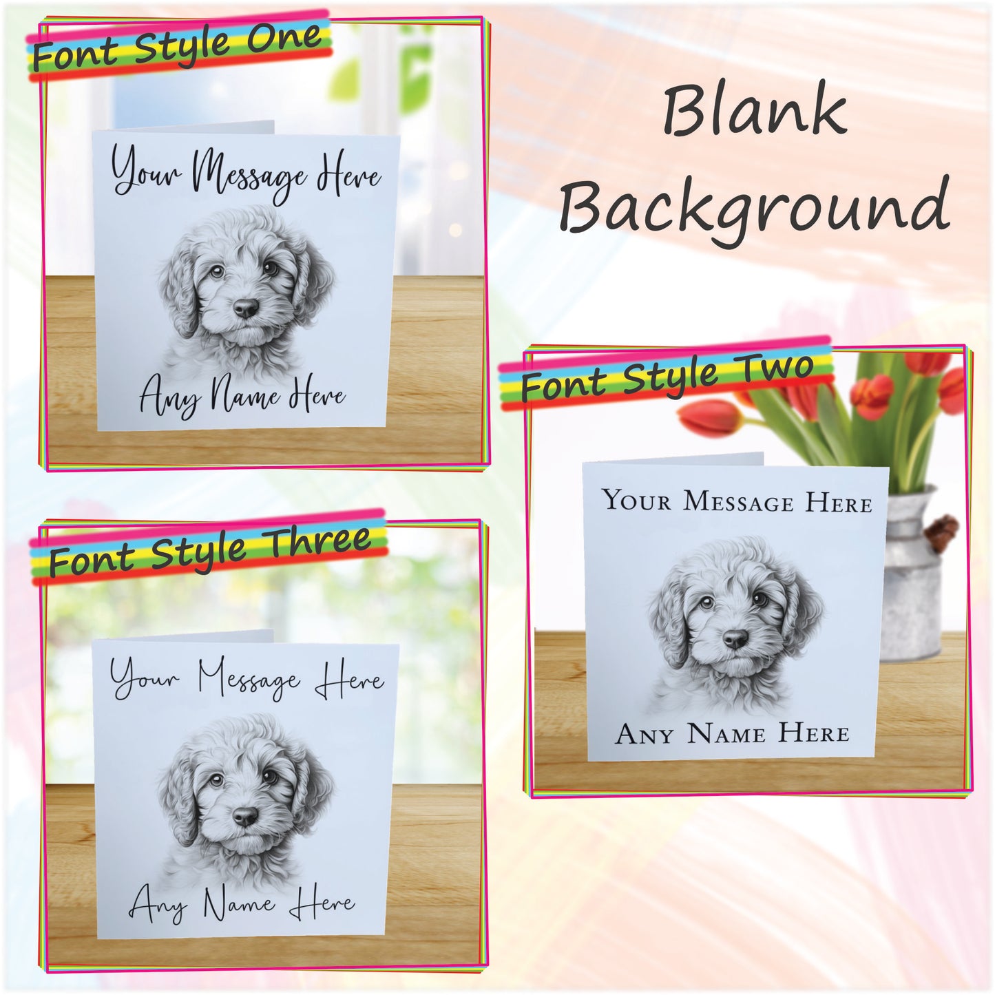 Personalised Cockerpoo Dog Card - Custom Hand Drawn Sketched Dog Art