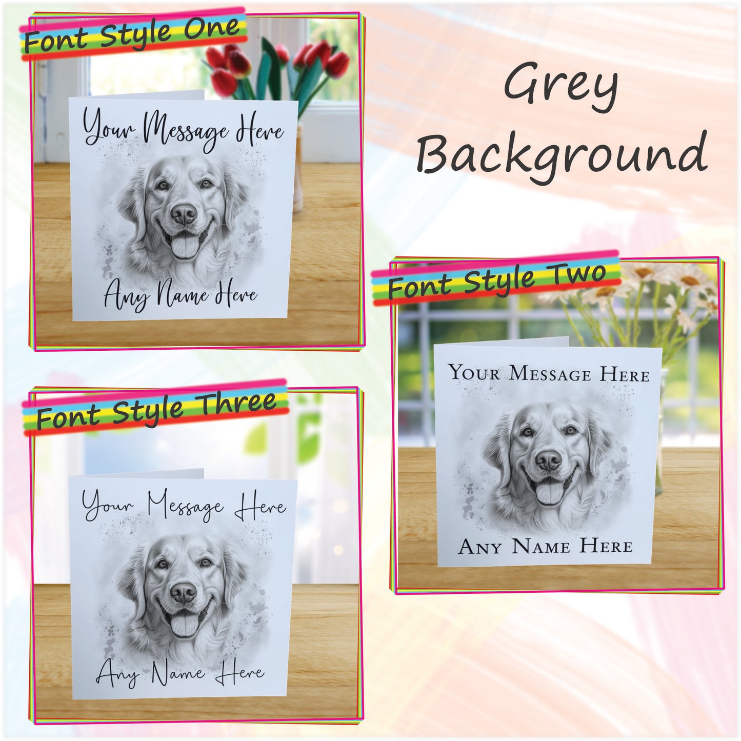 Personalised Golden Retriever Dog Card - Custom Hand Drawn Sketched Dog Art