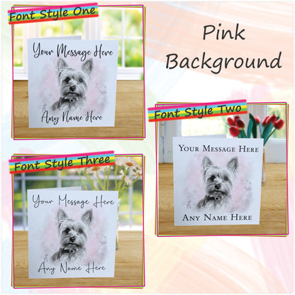 Personalised Yorkshire Terrier Dog Card - Custom Hand Drawn Sketched Dog Art