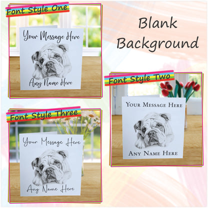 Personalised English Bulldog Card - Custom Hand Drawn Sketched Dog Art