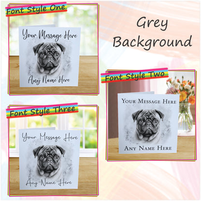 Personalised Pug Dog Card - Custom Hand Drawn Sketched Dog Art