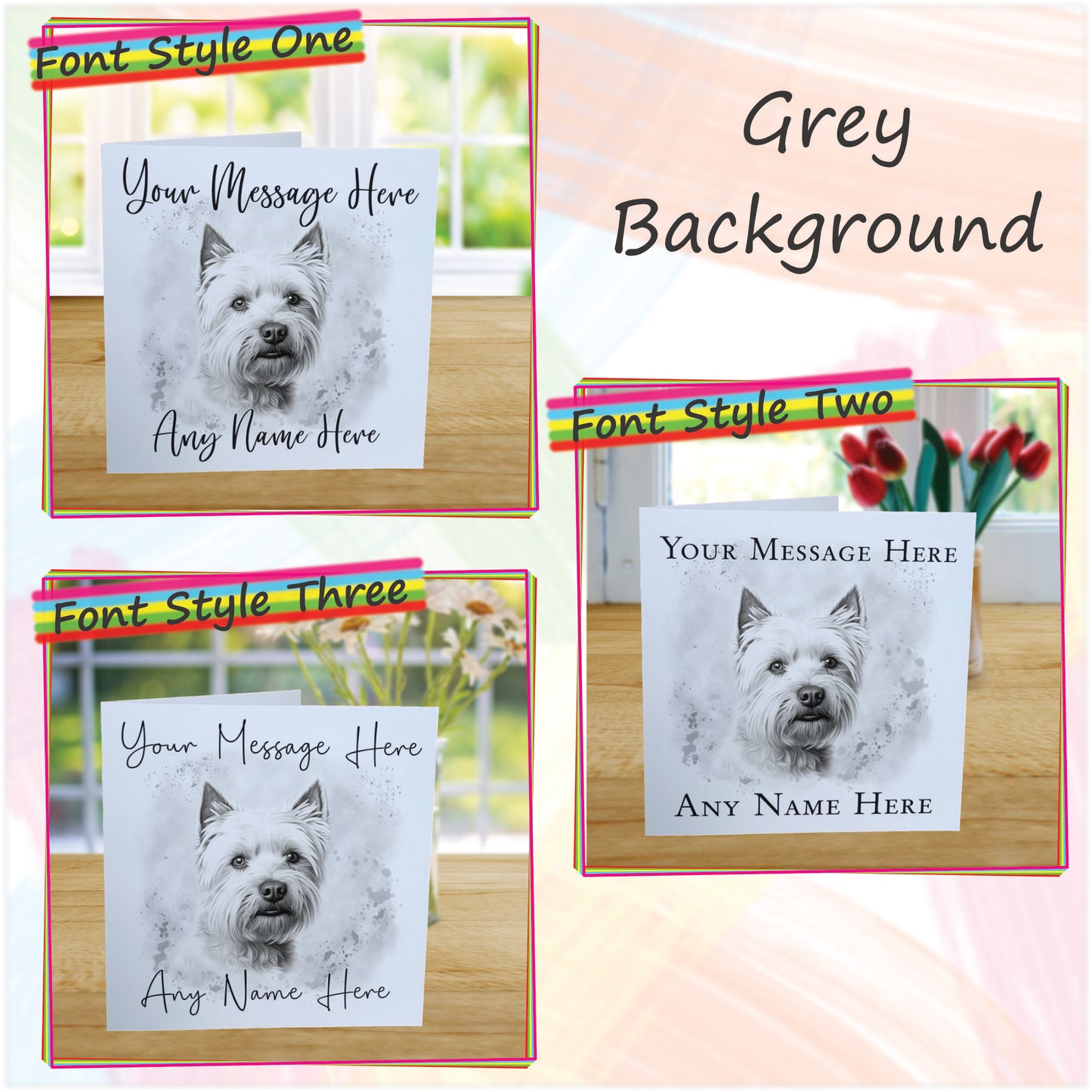 Personalised West Highland Terrier Dog Card - Custom Hand Drawn Sketched Dog Art